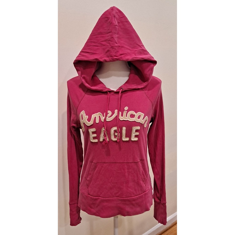 Y2K American Eagle Womens Pullover Hoodie Sweatshirt Size Small‎ Pink